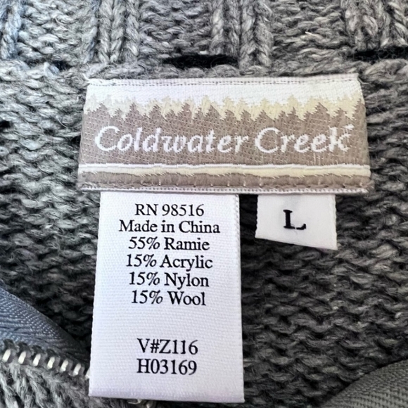 Coldwater Creek Plaid Moose 1/4 Zip Sweater L - Picture 8 of 8